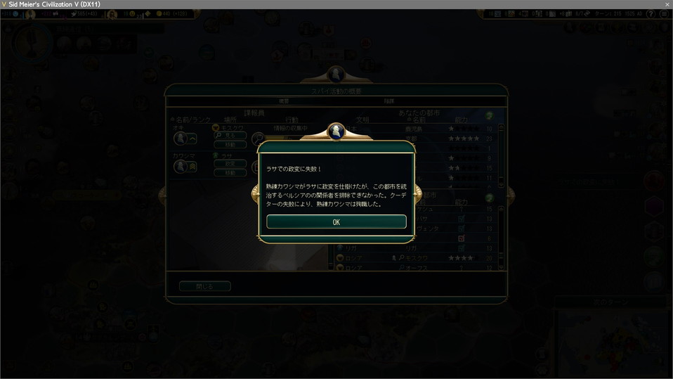 スパイが都市国家の政変に失敗