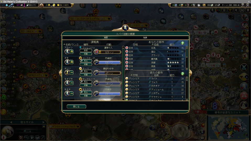 スパイをロシアの都市3つに潜伏させる