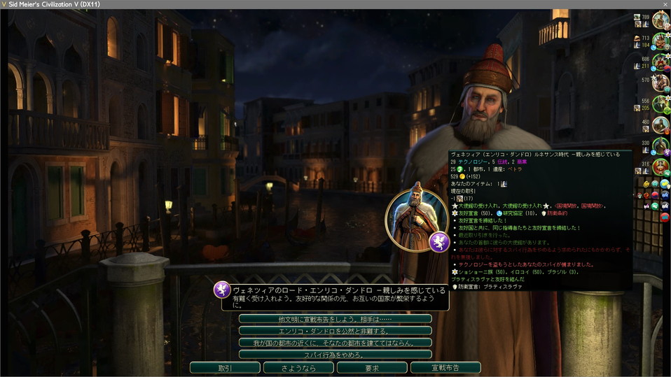 スパイバレしたヴェネツィアと有効宣言の再締結