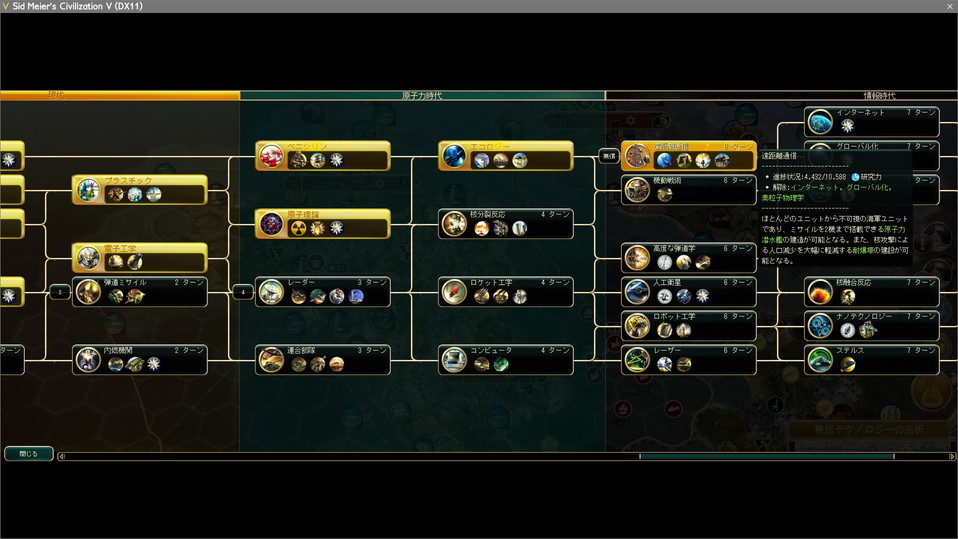 合理主義コンプボーナスで遠距離通信獲得