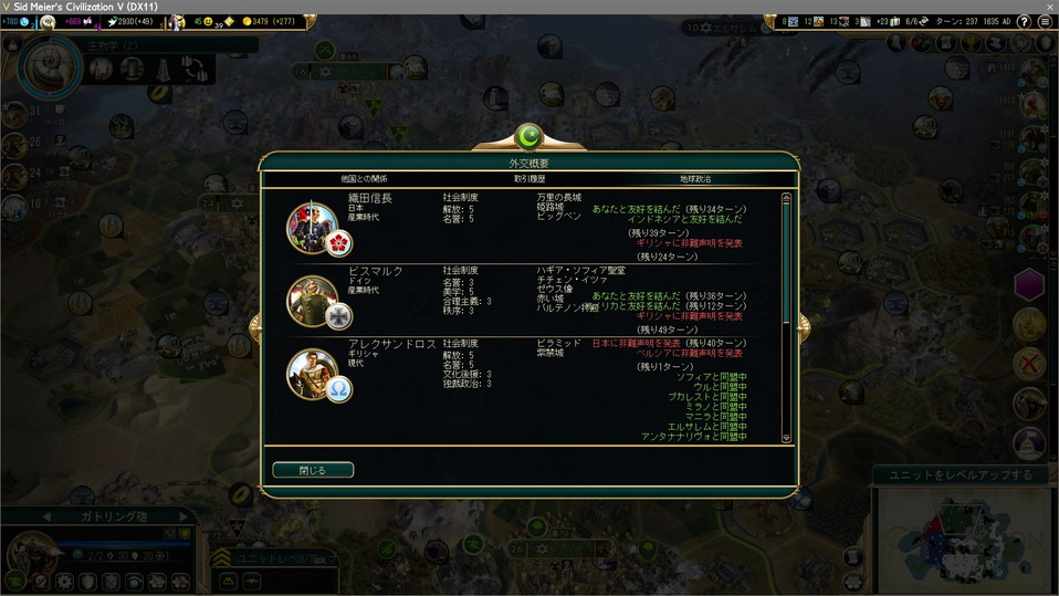 外交概要画面、ビッグベンが日本に奪われる