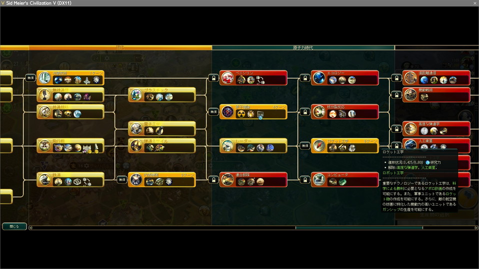 合理主義コンプボーナスでロケット工学獲得